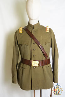 博物馆级复刻民国北洋军阀云南滇军雕花扣山姆布朗斜挎腰带