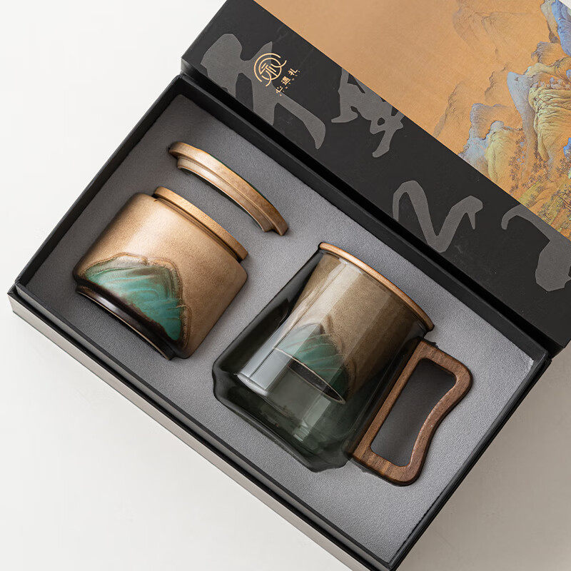 公司年会送客户员工生日礼物玻璃杯带盖子茶杯茶水分离男士泡茶定