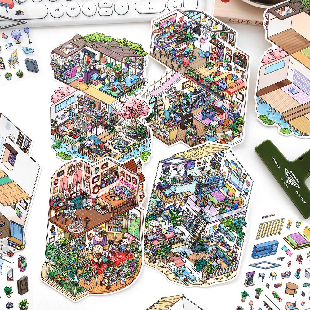 InfeelMe我的小屋第十一弹立体造景贴纸可爱微缩小屋手工拼贴解压