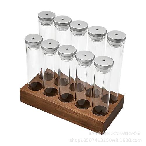 木质底座透明试管收纳架10孔香料