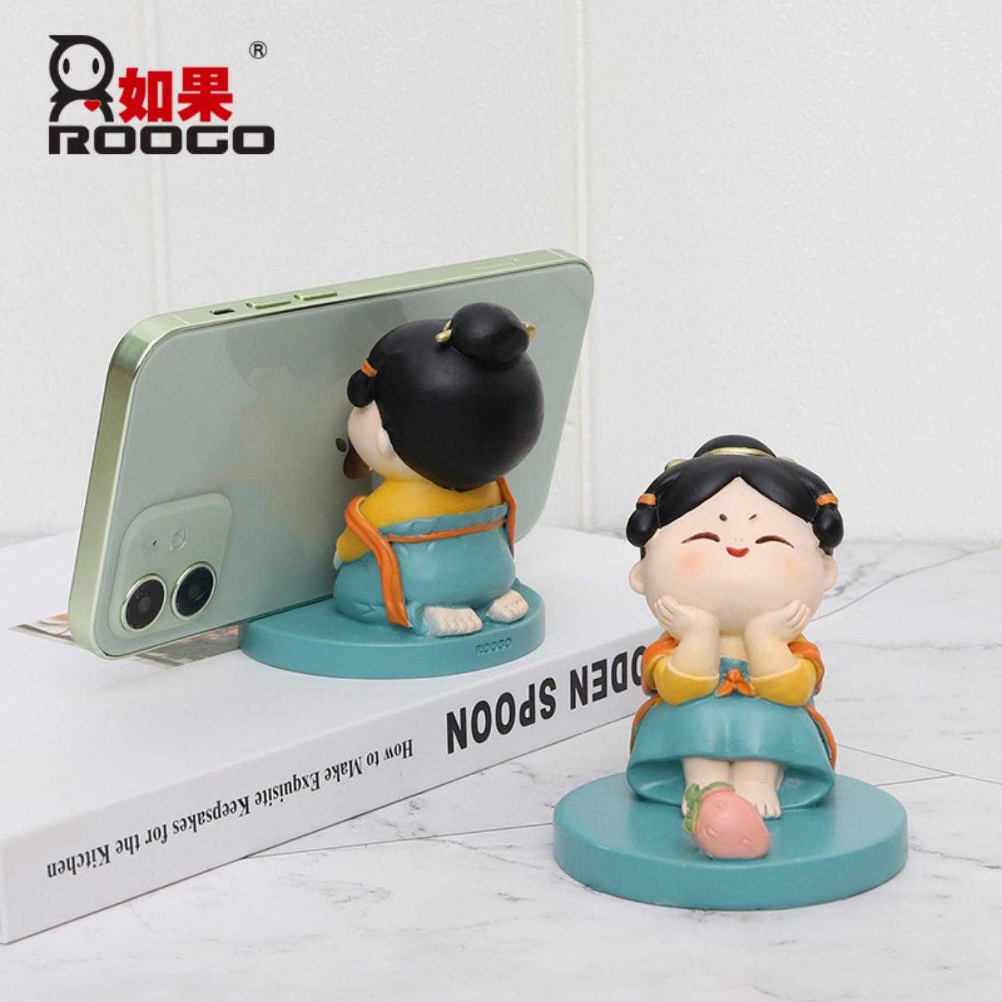 如果中式唐小圆仕女国潮树脂工艺品手机支架支撑架子创意桌面摆件