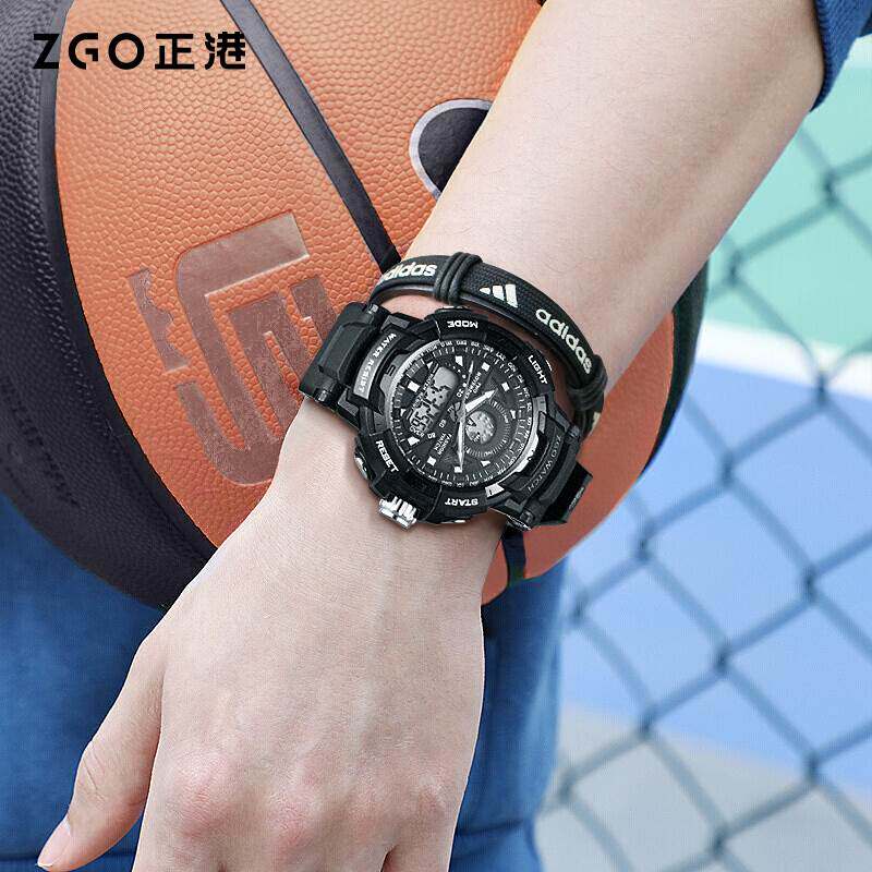 正港ZGO手表防水户外款学生初高中夜光机械大表盘运动电子表男士