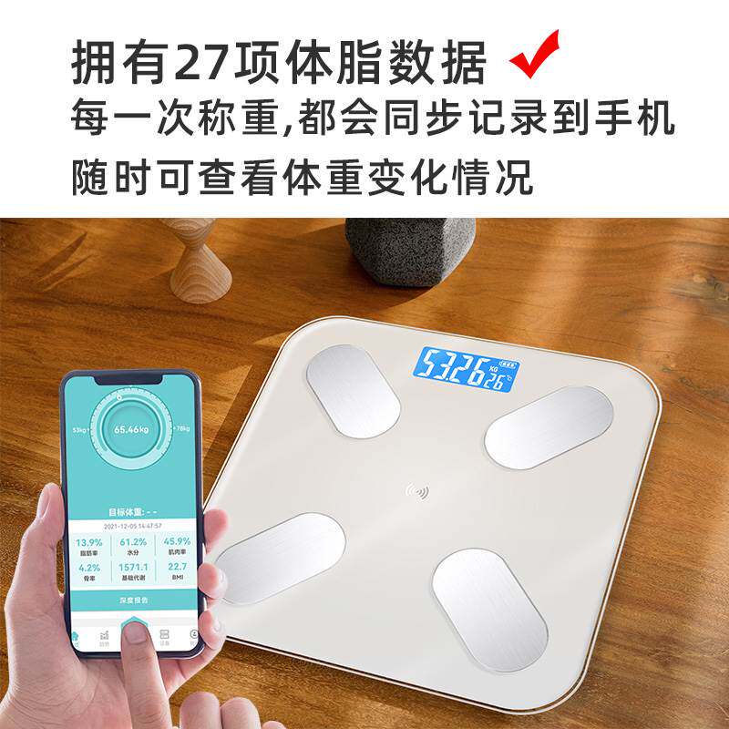 河马体重秤家用精准充电款智能体脂称小型耐用的人体称重计电子称