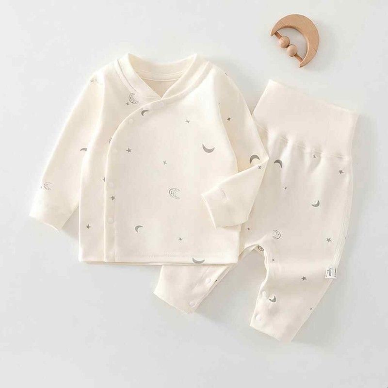 婴儿衣服春秋装纯棉婴幼儿分体睡衣高腰护肚裤小月龄宝宝秋衣套装