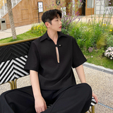 2024夏款设计师休闲格纹按扣短袖衬衫两色C0450P60，男装衬衫，电商C219