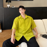 夏款后背开叉设计双层面料解构拼接飘逸短袖衬衫C0601P90，男装衬衫，电商C219