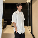 夏款设计立体解构拼接金属拉链四合扣纯色短袖衬衫C0540P70，男装衬衫，电商C219