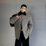 秋冬秀款韩版老钱风格纹加厚宽肩廓形翻领棉服外套L003P165，男装棉衣，电商C219