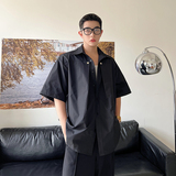 2024夏款设计师解构个性b休闲短袖衬衫黑白两色C0464P65，男装衬衫，电商C219