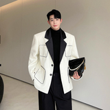 秋冬设计师韩版百搭定制加厚撞色小香风西装外套W0631P175，男装夹克，电商C219