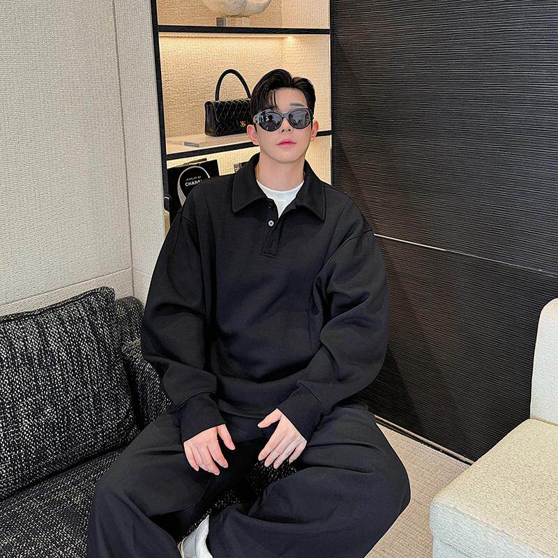 秋冬540克重磅解构美式POLO弯刀袖廓形后领刺绣卫衣W1138P125,男装T恤,电商C219