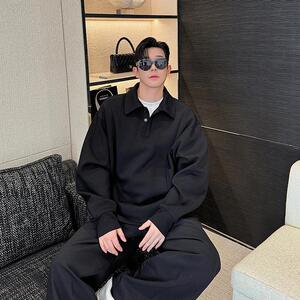 秋冬540克重磅解构美式POLO弯刀袖廓形后领刺绣卫衣W1138  P125图片