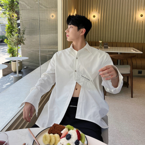 春夏设计师韩版休闲解构不规则长袖衬衫三色男女C0583 P75,男装衬衫,电商C219