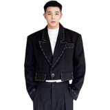 2024秋ins秀款百搭个性设计师手工针短款呢料西装W0317P115，男装西服，电商C219