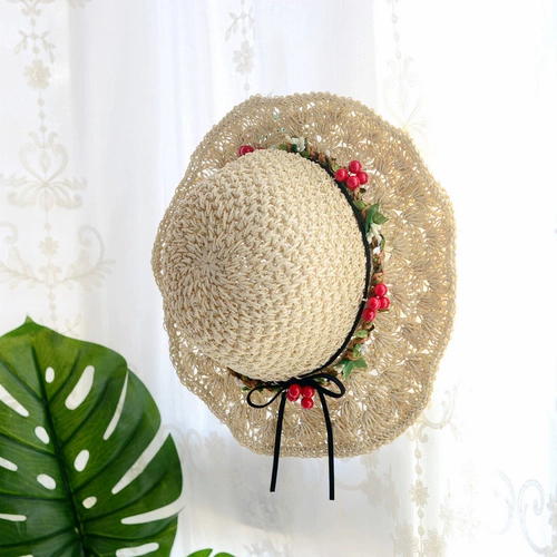 Летняя тканая соломенная шляпа из корейской версии цветочного кольца ручной работы с коротки