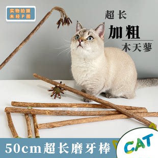 超长50cm木天原木蓼猫咪磨牙棒猫玩具逗猫棒磨牙猫薄荷自嗨不掉皮