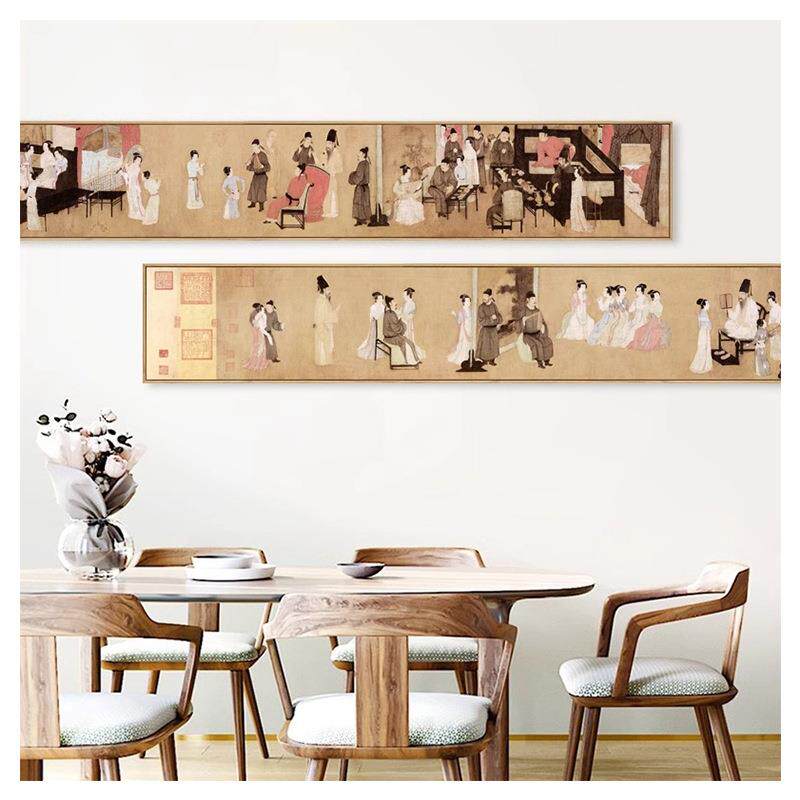韩熙载夜宴图复古风中式工笔国画古风装饰画新中式酒店茶室挂画