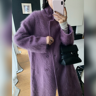 十三粥 富士山下 绵羊毛呢大衣女冬季宽松加厚保暖拉毛中长款外套