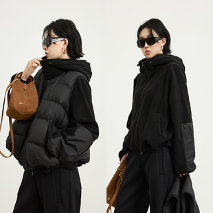 羽绒马甲女秋冬加厚保暖真两件外套 90白鸭绒时尚 十三粥 叠穿魔方