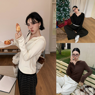 针织衫 极简连帽半拉链上衣女冬通勤百搭软糯舒适时尚 柔盾 十三粥