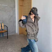 十三粥 风衣女秋宽松立领双排扣酷飒 短款 气场聚焦 莱赛尔天丝时尚