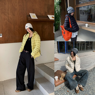 十三粥 90白鸭绒排骨羽绒服女冬宽松保暖户外连帽内胆外套 轻暖行