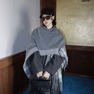 慵懒披肩女秋慵懒松弛百搭时尚 绵羊毛经典 柔软亲肤 暖绪 十三粥