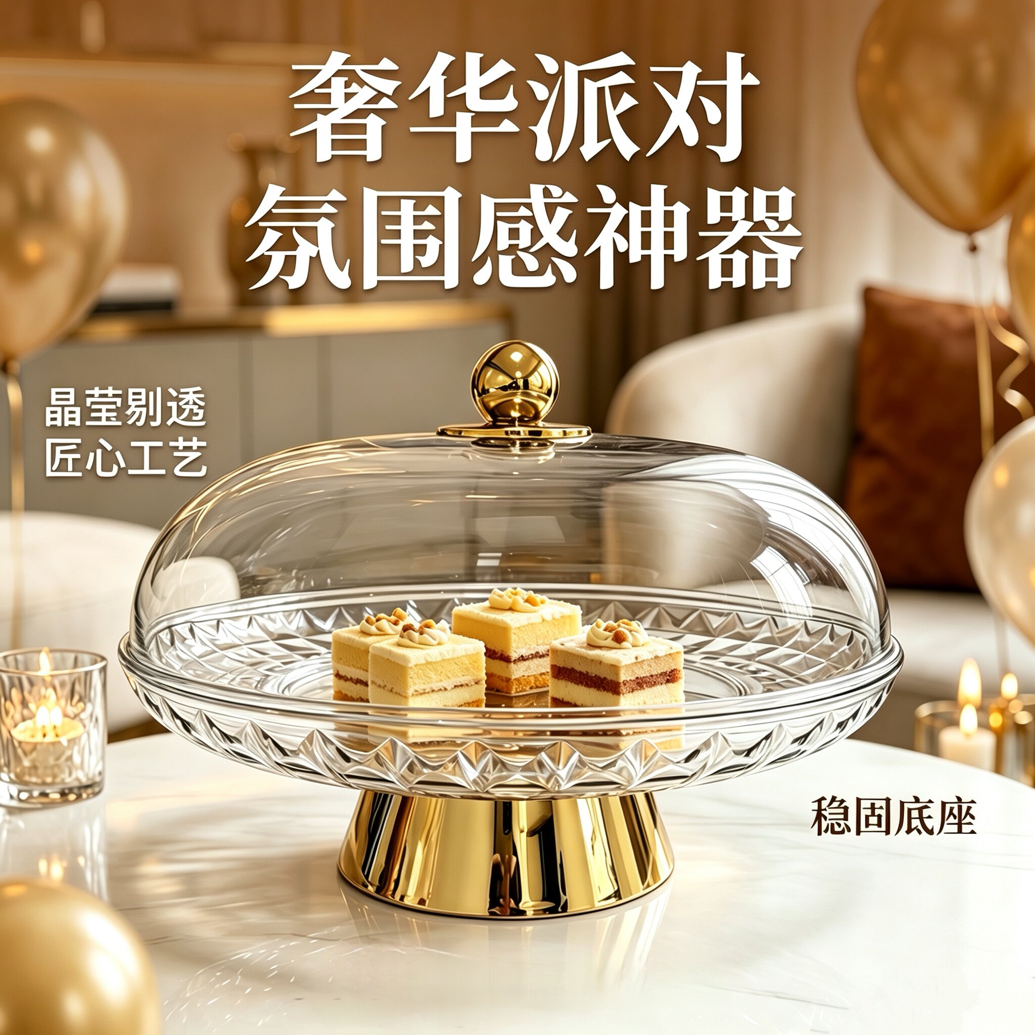 2026新款轻奢带盖水果蛋糕盘图片