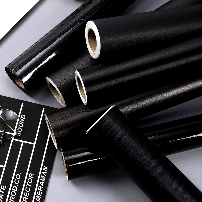 纯黑色贴纸自粘磨砂鱼缸背