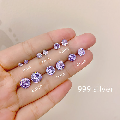 银耳钉紫钻简约防过敏银耳钉