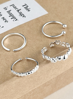 925纯银爱心开口尾戒甜美气质