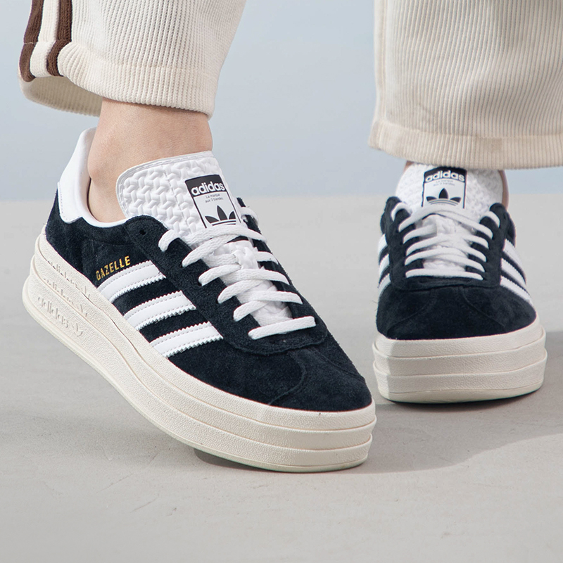 阿迪达斯三叶草女鞋板鞋2025夏季新款GAZELLE BOLD厚底运动休闲鞋