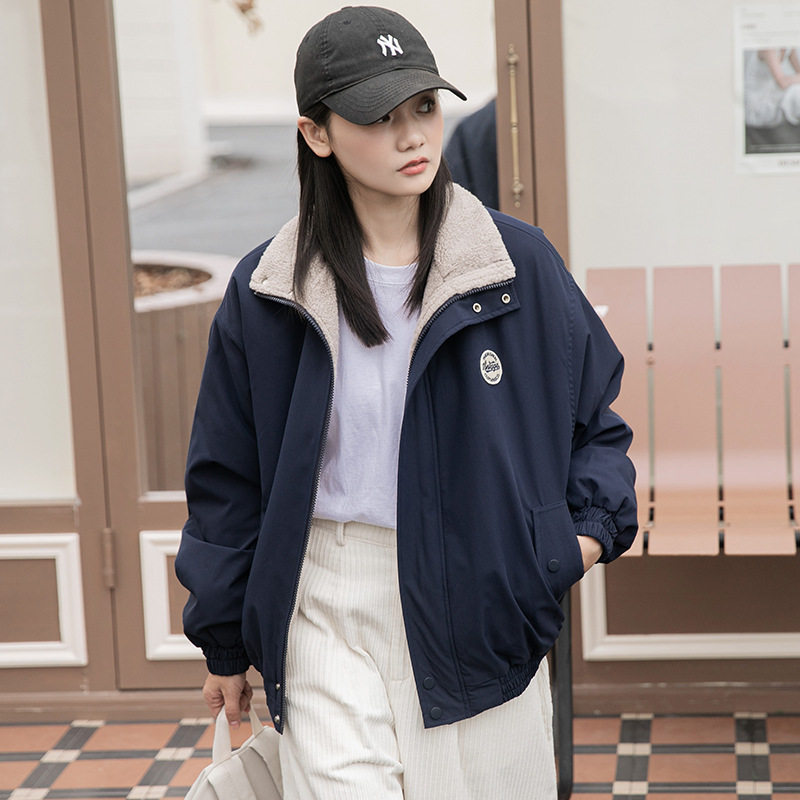 理想岛 中性风徽章立领夹克女秋冬2025年新款宽松显瘦加绒外套潮,运动服/休闲服装,棒球服,淘宝优惠券,粉丝福利购,淘宝优惠卷