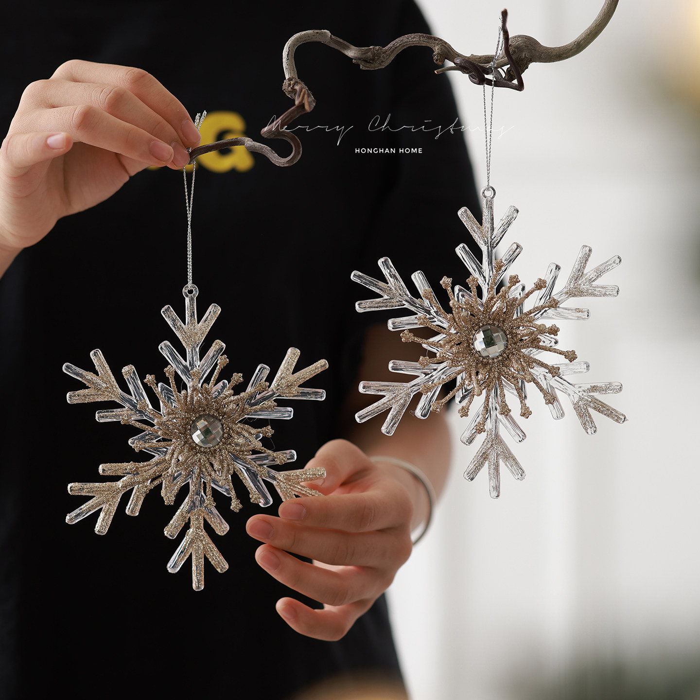 圣诞雪花片圣诞树装饰挂件麋鹿锁匙舞者透明亚克力橱窗吊顶挂吊饰,节庆用品/礼品,圣诞装饰品,淘宝优惠券,粉丝福利购,淘宝优惠卷
