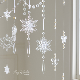 泓瀚圣诞装 扮挂饰吊饰 饰品透明亚克力挂件雪花片冰凌吊坠圣诞树装