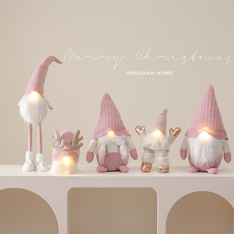 圣诞节装饰品摆件带灯粉色可爱无脸圣诞公仔老人橱窗装饰桌面摆件,节庆用品/礼品,圣诞装饰品,淘宝优惠券,粉丝福利购,淘宝优惠卷