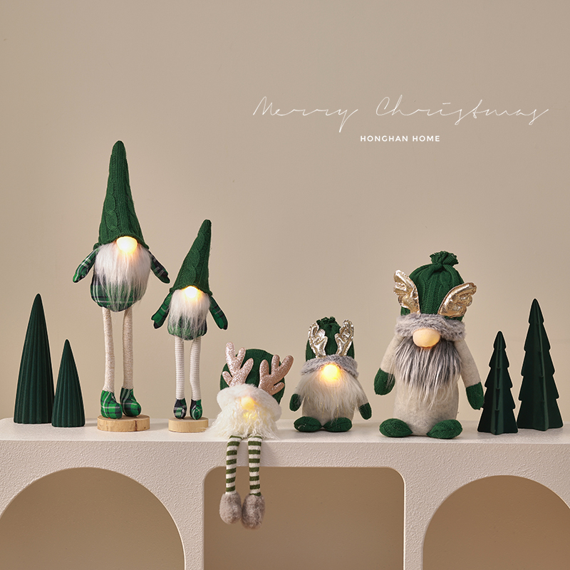 圣诞老人发光绿色圣诞公仔娃娃