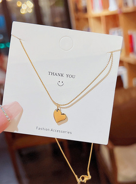 韩版时尚爱心项链简约气质钛钢不掉色吊坠ins甜酷辣妹锁骨链
