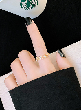 个性甜美复古ins戒指 欧美小众开口可调节心形食指环男女情侣手饰