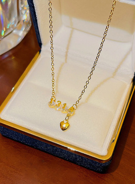 小众设计感轻奢项链女ins风1314铜吊坠百搭不掉色爱你一生锁骨链