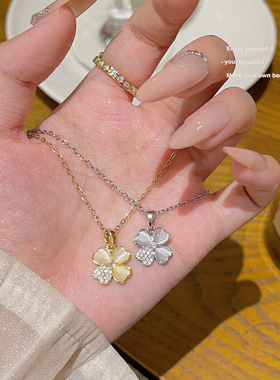 韩版时尚锁骨链网红甜美颈链吊坠小众设计感钛钢项链轻奢小众配饰