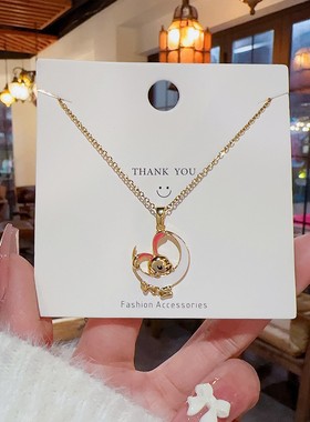 18k钛钢不掉色项链女百搭颈链2025新款爆款轻奢小众ins玉兔锁骨链