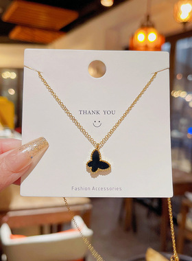 蝴蝶项链女不掉色贝母甜美简约少女吊坠百搭高级感锁骨链钛钢配饰