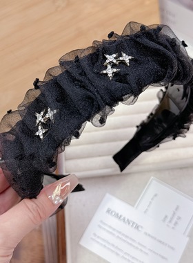 带齿echu黑色网纱星星发箍女高级轻奢气质头箍