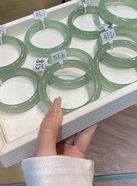 正宗新疆老料晴水色东陵玉手镯DS912浅油青色玉镯仙女绿色冰葡萄