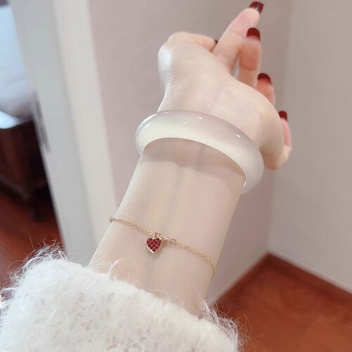 正宗天然白月光玉镯子女款精品冰透玉髓荔枝冻玛瑙大圈口轮胎手镯