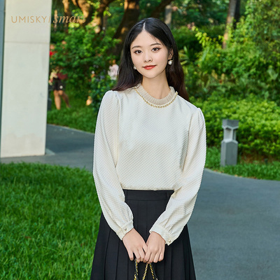 优美世界长袖休闲宽松衬衣