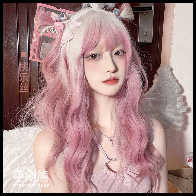平角熊假发女长卷发jk甜美彩色头