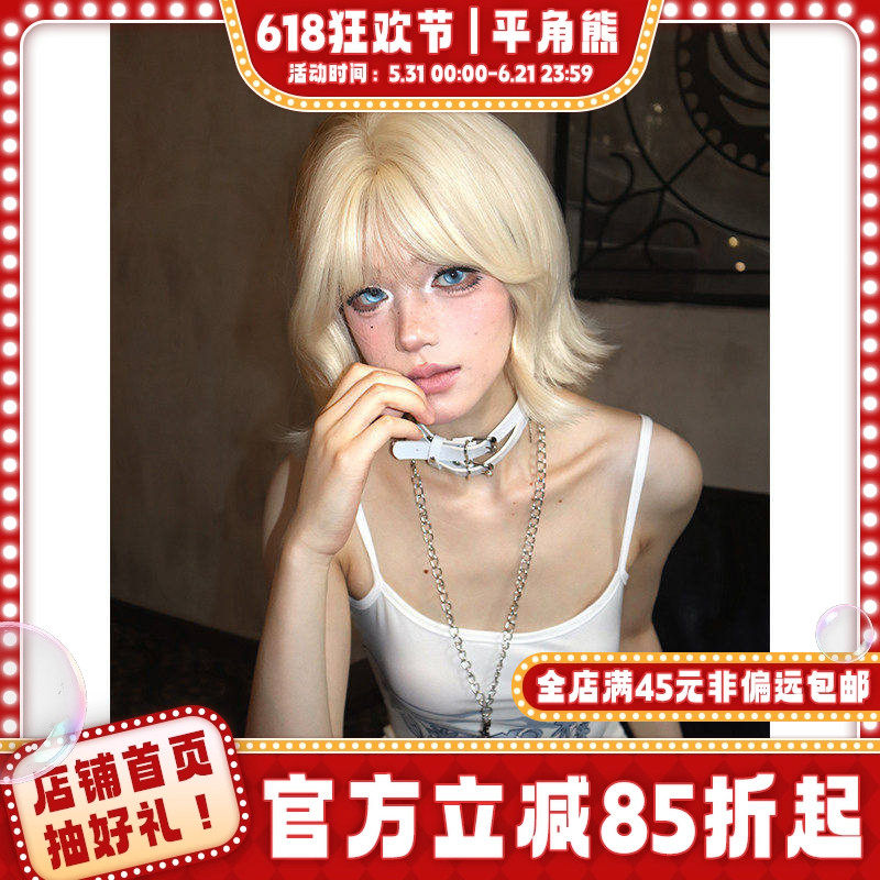 平角熊假发女短发网红Lolita『灼华云绾』亚裔混血感BOBO头jk头套