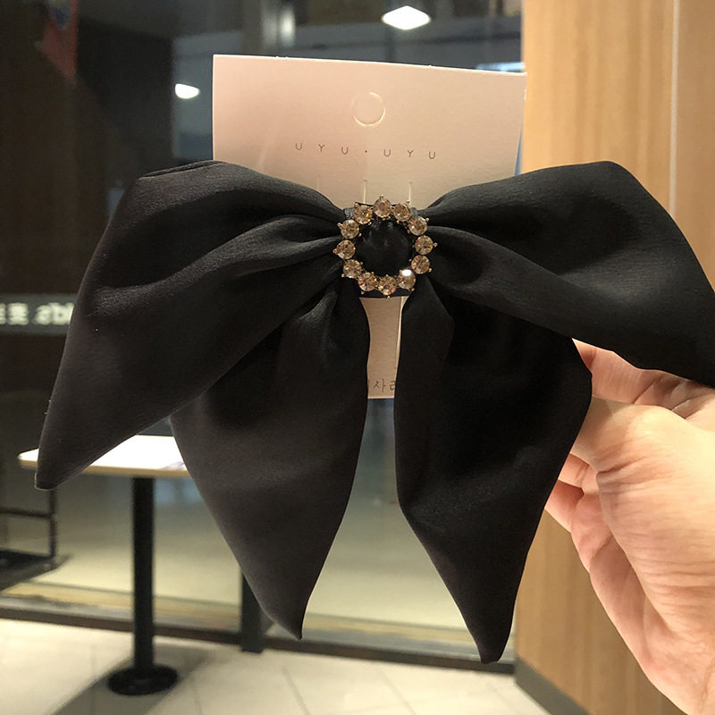 大蝴蝶结发卡纯色布艺缎面头卡头饰优雅大气头夹发饰后脑勺马尾夹